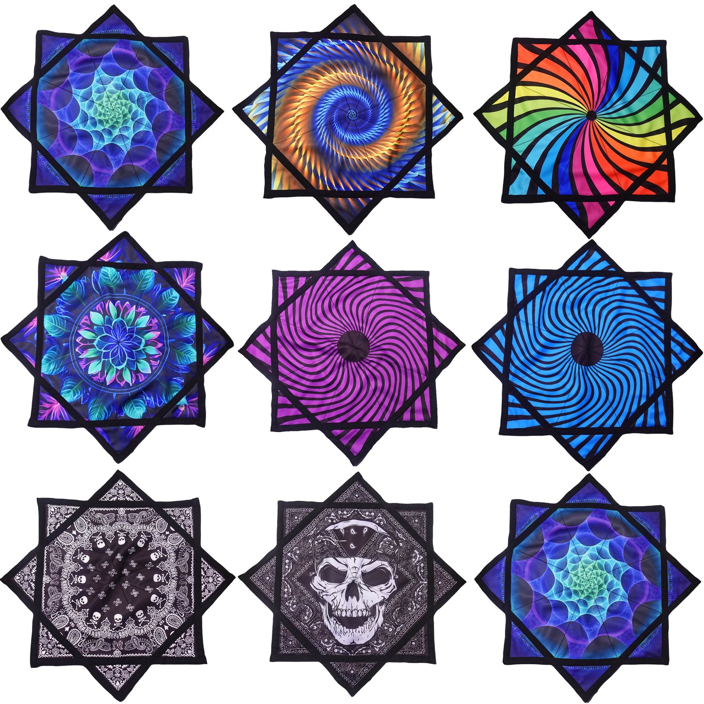 FlowStar Beginners Flow star Spinning Cloth Easy to Rotate Juggling and Skill Toy Dapo Star Fingertip Rotating Blue Mandala (R02-Style4)