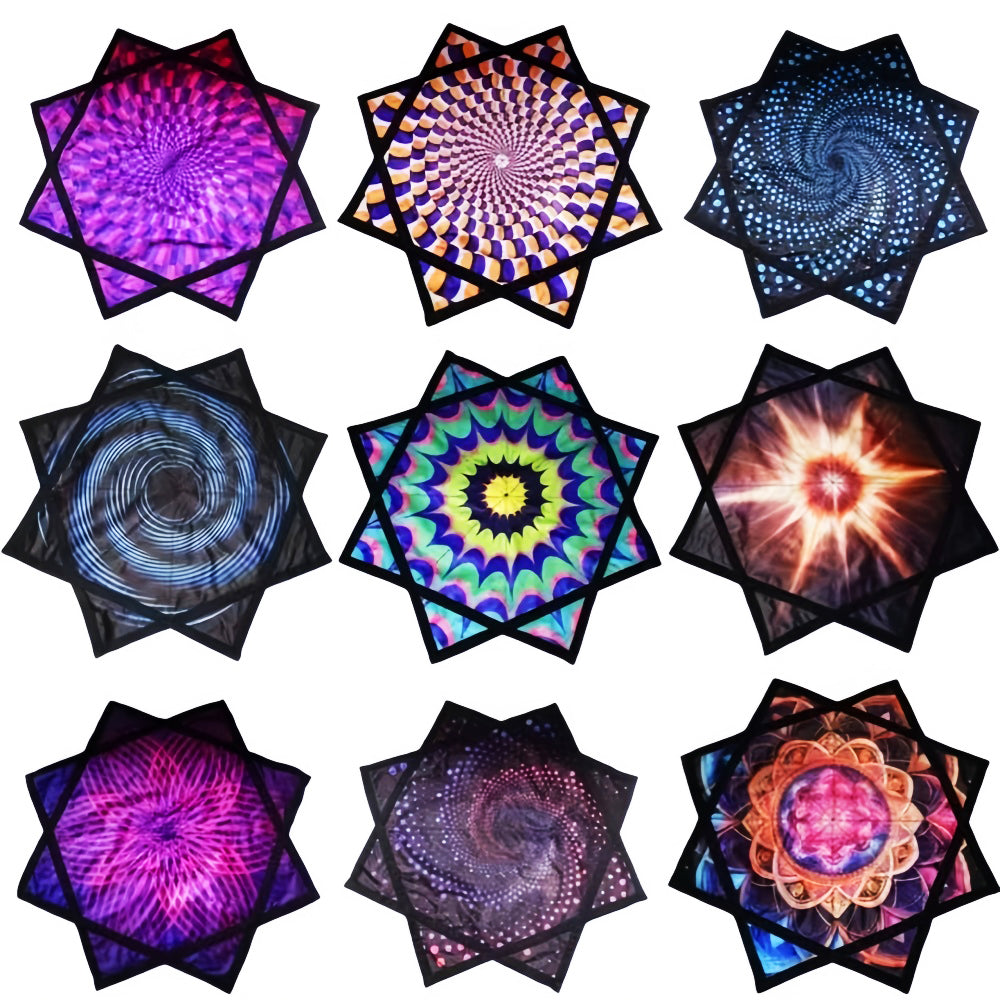 Flow Star Beginners Easy Spinning Cloth to Rotate Sided Print Double Stitched Flow Toy Fingertip Rotating Flow Toy Dapo Star Orange (Style-10)