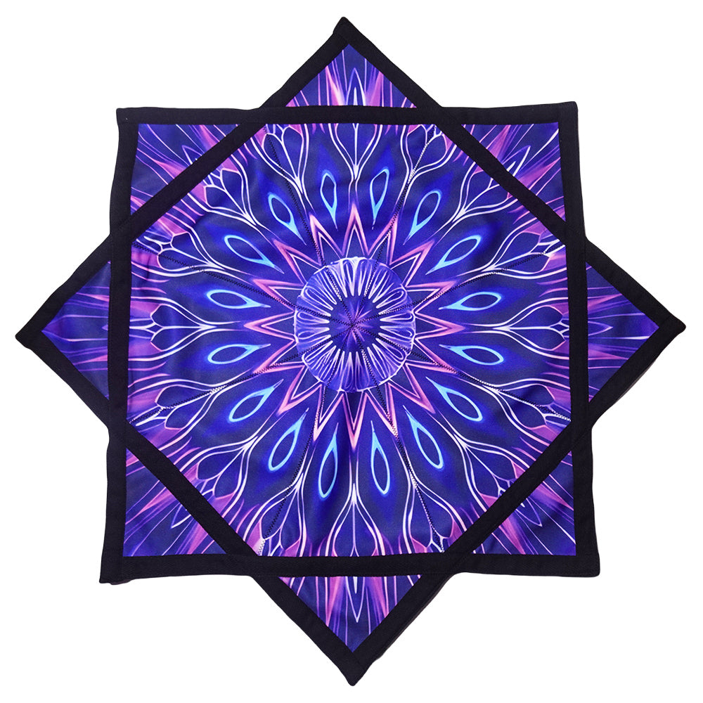 Flowstar Beginners Flow Star Spinning Cloth Easy to Rotate Sided Print Juggling and Skill Toy Dapo Star Starry Blue&Pink (R02-style5)