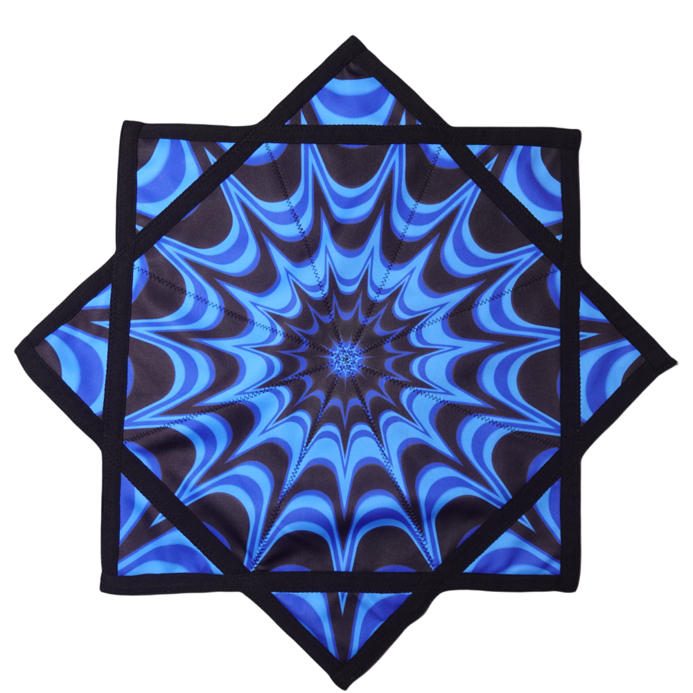 Flowstar Blacklight (UV Reaction) Beginners Flow Star Spinning Cloth Easy to Rotate Sided Print Fingertip Rotating Flow Toy Double Sided Printing (R04-style5)