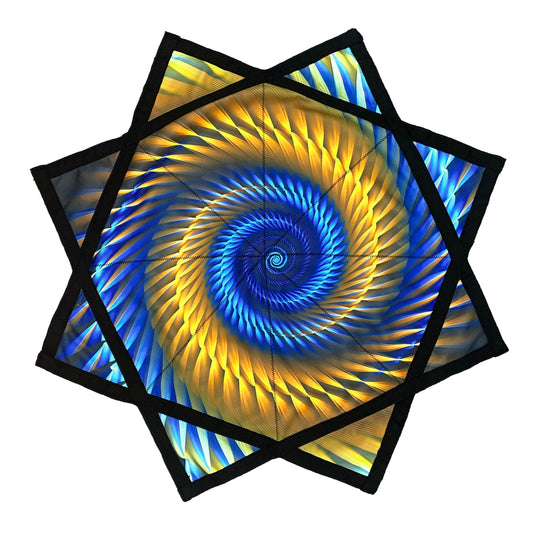 Flowstar Beginners Flow Star Spinning Cloth Easy to Rotate Sided Print Juggling and Skill Toy Fingertip Rotating Flow Toy Dapo Star Yellow&Blue (R02-style2)