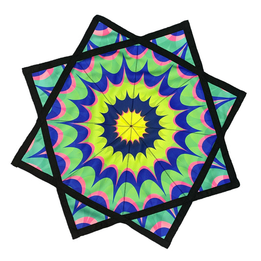 Flowstar Beginners Flow Star Spinning Cloth Easy to Rotate Sided Print Fingertip Rotating Flow Toy Double Stitched Flow Toy Dapo Star Green&Yellow (Style-8)