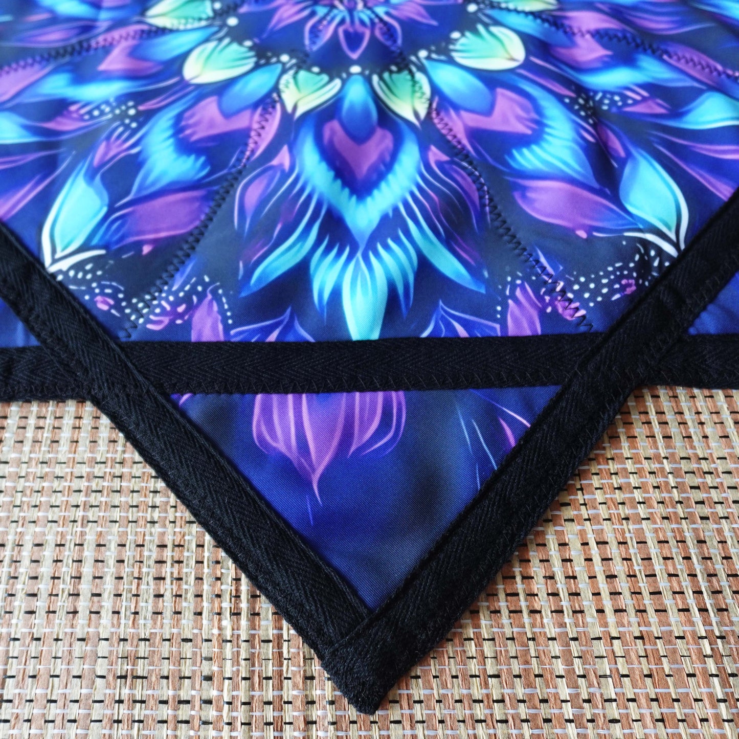 FlowStar (UV Reactive) Beginners Spinning Juggling and Skill Toy Cloth Easy to Rotate Fingertip Rotating Dapo Star Mandala&Flower (R05-Style4)
