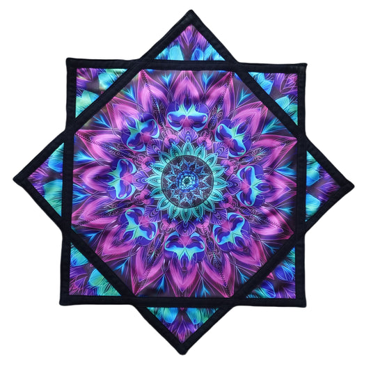 FlowStar (UV Reactive)Flow star Spinning Cloth Beginners Juggling and Skill Toy Easy to Rotate Double Sided Printing Dapo Star(R05-style2)