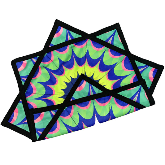 Flowstar Beginners Flow Star Spinning Cloth Easy to Rotate Sided Print Fingertip Rotating Flow Toy Double Stitched Flow Toy Dapo Star Green&Yellow (Style-8)