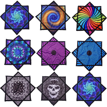 Flowstar Beginners Flow Star Spinning Cloth Easy to Rotate Sided Print Juggling and Skill Toy Dapo Star Starry Blue&Pink (R02-style5)