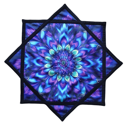 FlowStar (UV Reactive) Beginners Spinning Juggling and Skill Toy Cloth Easy to Rotate Fingertip Rotating Dapo Star Mandala&Flower (R05-Style4)