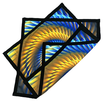 Flowstar Beginners Flow Star Spinning Cloth Easy to Rotate Sided Print Juggling and Skill Toy Fingertip Rotating Flow Toy Dapo Star Yellow&Blue (R02-style2)