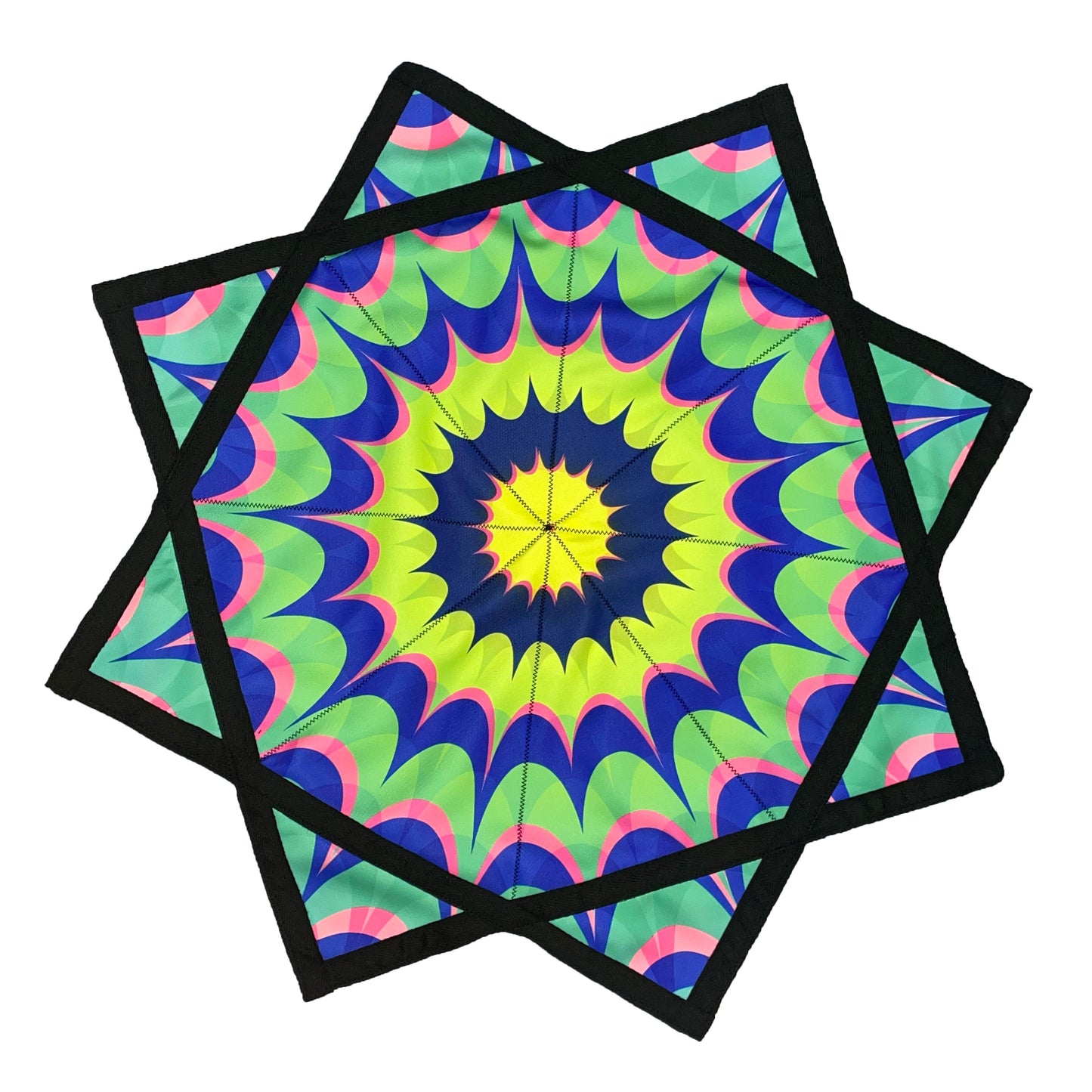 Flowstar Beginners Flow Star Spinning Cloth Easy to Rotate Sided Print Fingertip Rotating Flow Toy Double Stitched Flow Toy Dapo Star Green&Yellow (Style-8)