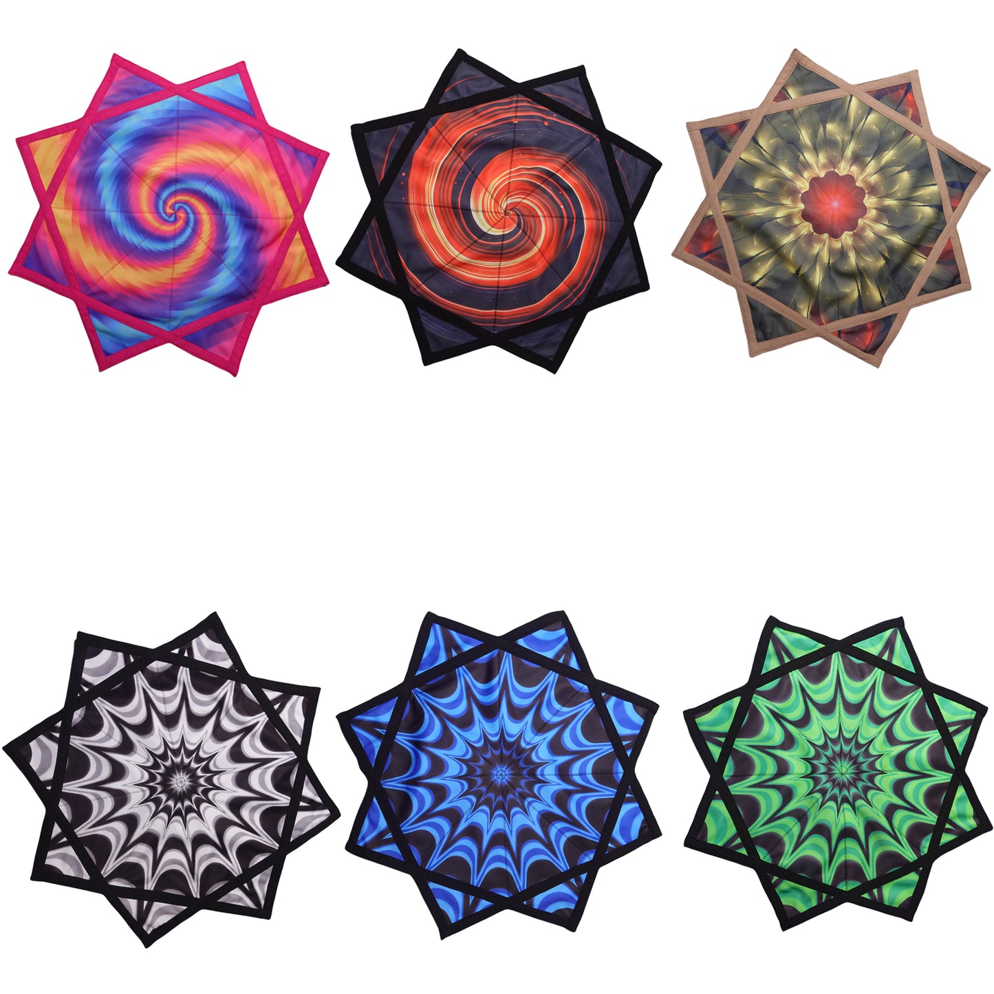 Flowstar Blacklight （UV Reaction） Beginners Flow Star Spinning Cloth Easy to Rotate Sided Print Fingertip Rotating Flow Toy Double Sided Printing (R04-style5)