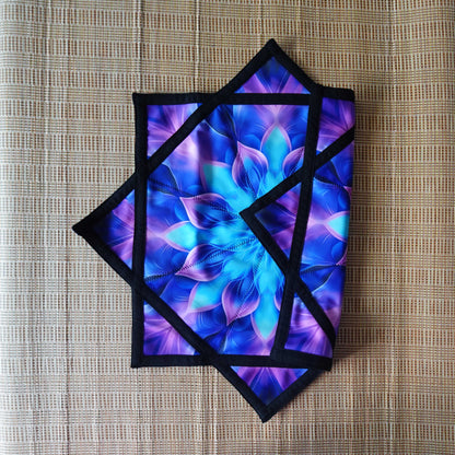 FlowStar (UV Reactive) Juggling and Skill Toy Flow Star Spinning Cloth Beginners Easy to Rotate Double Sided Printing Dapo Star (R05-style1)