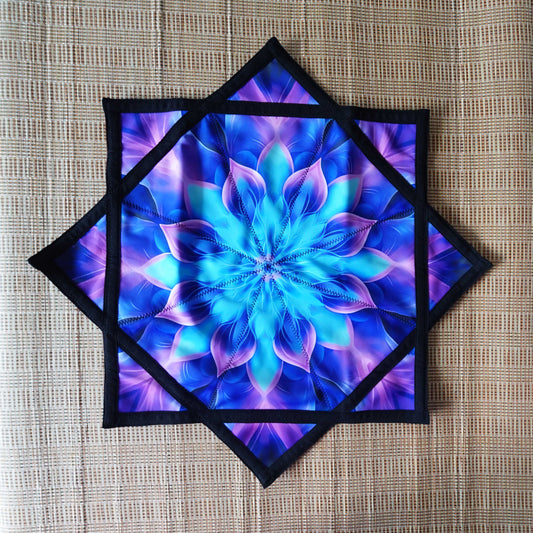 FlowStar (UV Reactive) Juggling and Skill Toy Flow Star Spinning Cloth Beginners Easy to Rotate Double Sided Printing Dapo Star (R05-style1)