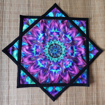 FlowStar (UV Reactive)Flow star Spinning Cloth Beginners Juggling and Skill Toy Easy to Rotate Double Sided Printing Dapo Star(R05-style2)