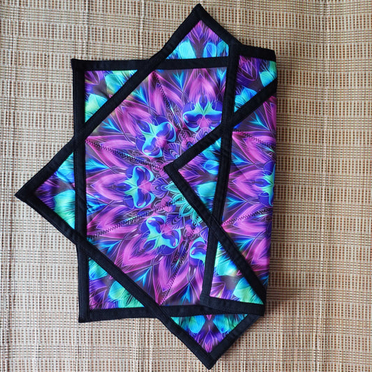 FlowStar (UV Reactive)Flow star Spinning Cloth Beginners Juggling and Skill Toy Easy to Rotate Double Sided Printing Dapo Star(R05-style2)