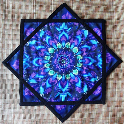 FlowStar (UV Reactive) Beginners Spinning Juggling and Skill Toy Cloth Easy to Rotate Fingertip Rotating Dapo Star Mandala&Flower (R05-Style4)