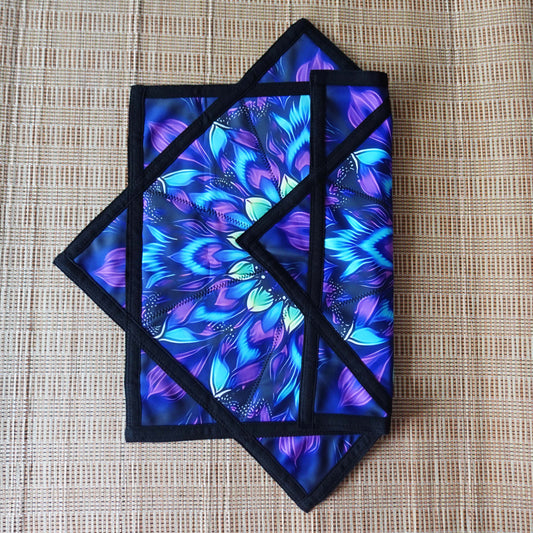 FlowStar (UV Reactive) Beginners Spinning Juggling and Skill Toy Cloth Easy to Rotate Fingertip Rotating Dapo Star Mandala&Flower (R05-Style4)