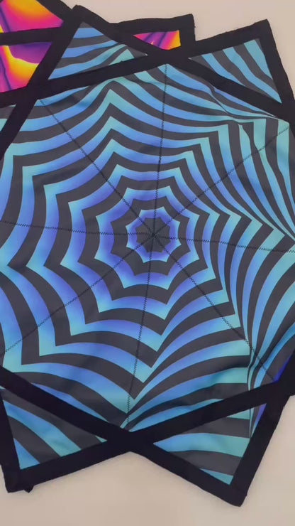 FlowStar Beginners Flow star Spinning Cloth Easy to Rotate Sided Print Juggling and Skill Toy Fingertip Rotating Flow Toy Dapo Star Blue Sea (Style-11)